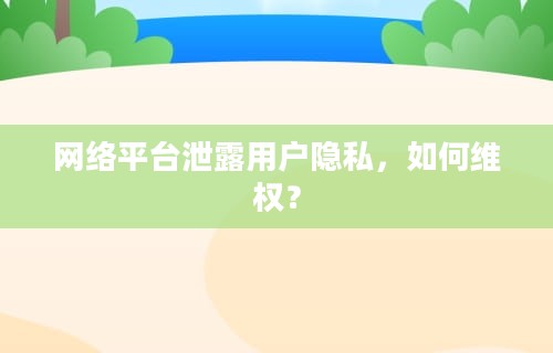 网络平台泄露用户隐私，如何维权？