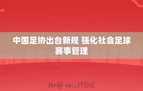 中国足协出台新规 强化社会足球赛事管理