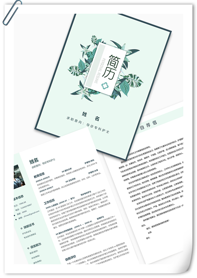 小清新导诊专科护士个人简历套装-第1张图片-iT日记 -  ITDiary